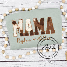 Load image into Gallery viewer, Mama with Names Cow Print Sweatshirt - Sage Green