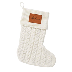 Personalized Knit Stocking - Camel Patch