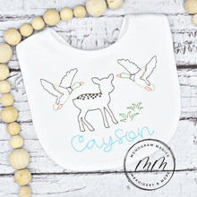 Load image into Gallery viewer, Deer and Ducks Bib &amp; Burp Set