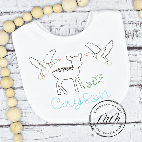 Deer and Ducks Bib & Burp Set