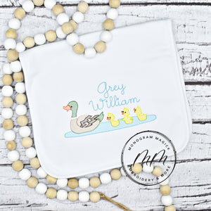 Mallard with Babies Bib & Burp Set