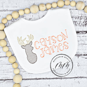 Deer Head Bib & Burp Set