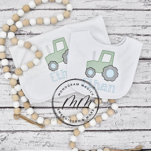 Tractor Bib & Burp Set