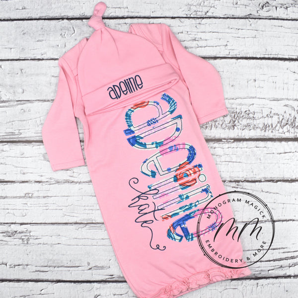 Pink with Blue Floral Baby Set