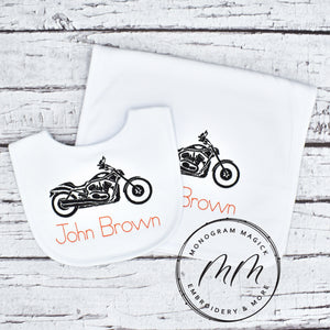 Motorcycle Bib & Burp Set