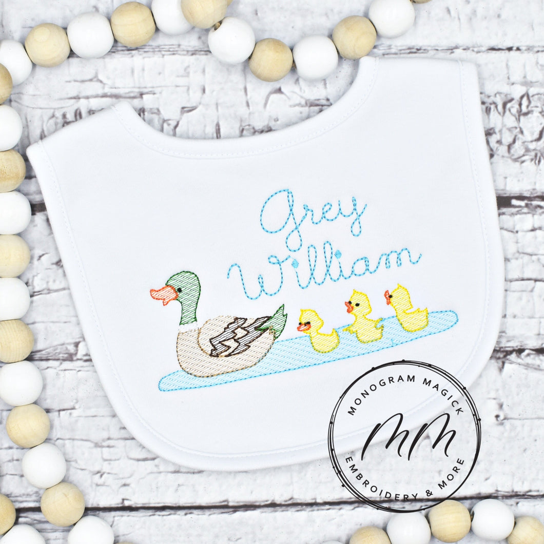 Mallard with Babies Bib & Burp Set