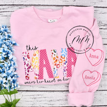 Load image into Gallery viewer, Mama with Hearts on Sleeve Sweatshirt