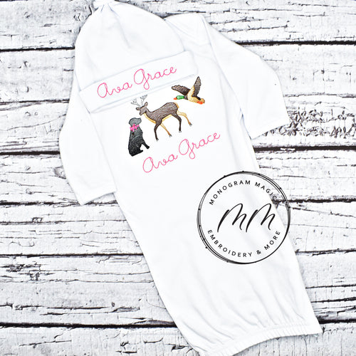 Lab with Bow, Duck, and Deer Baby Set