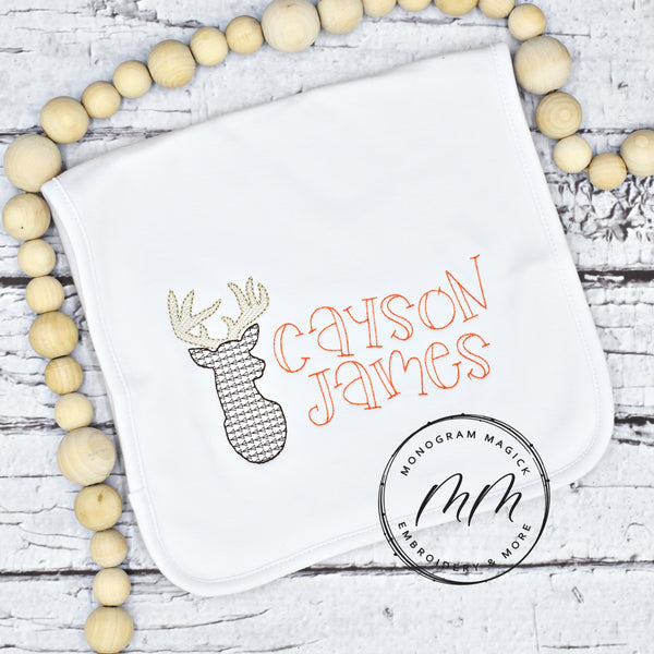 Deer Head Bib & Burp Set