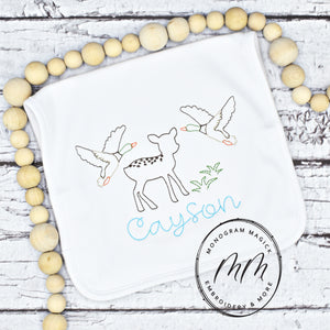 Deer and Ducks Bib & Burp Set