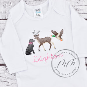 Lab with Bow, Duck, and Deer Baby Set